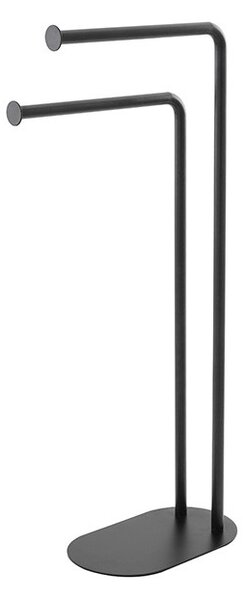 Suport prosoape, negru, din otel cromat si cu 2 brate, baza ovala, h 80.5cm