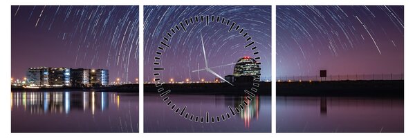 Tablou cu cerul nocturn și stele (cu ceas) (90x30 cm)