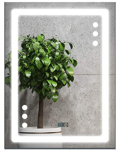 Oglinda baie cu LED, dezaburire si buton touch, 60x80 cm