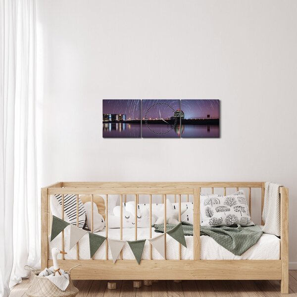Tablou cu cerul nocturn și stele (cu ceas) (90x30 cm)