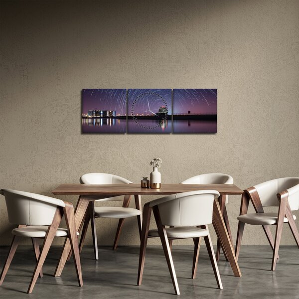 Tablou cu cerul nocturn și stele (cu ceas) (90x30 cm)