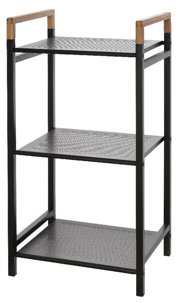Raft metalic, Haiti, 3 rafturi, 40x78x30cm, metal si bambus, negru