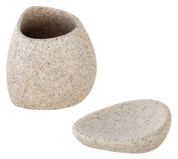 Pahar periute Stone, poliresina, bej