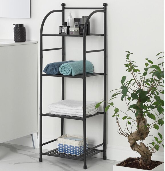 Raft metalic,Haiti, 4 rafturi, 33,5x27,5x116cm, metal, negru