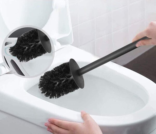 Perie wc,metal culoare negru