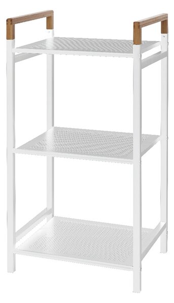 Raft metalic, Haiti, 3 rafturi, 40x78x30cm, metal si bambus, alb