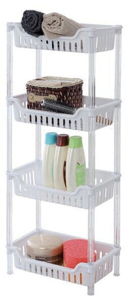 Raft 4 etajere, plastic, alb, 31.2 x 19 x 82.5 cm