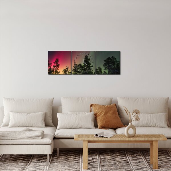 Tablou cu Northern Lights (cu ceas) (90x30 cm)