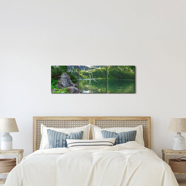 Tablou cu lac în munții Tatra (cu ceas) (90x30 cm)