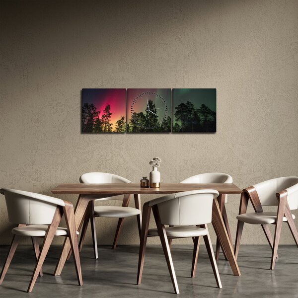 Tablou cu Northern Lights (cu ceas) (90x30 cm)