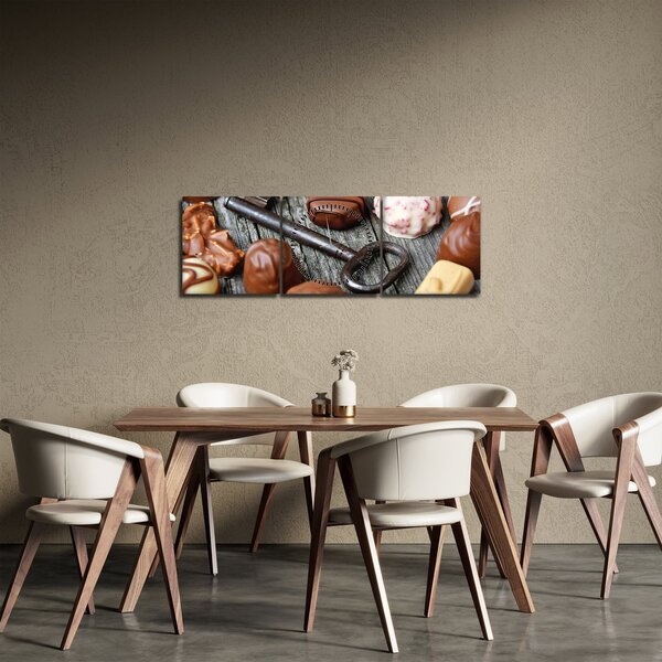 Tablou cu ciocolată și chei (cu ceas) (90x30 cm)