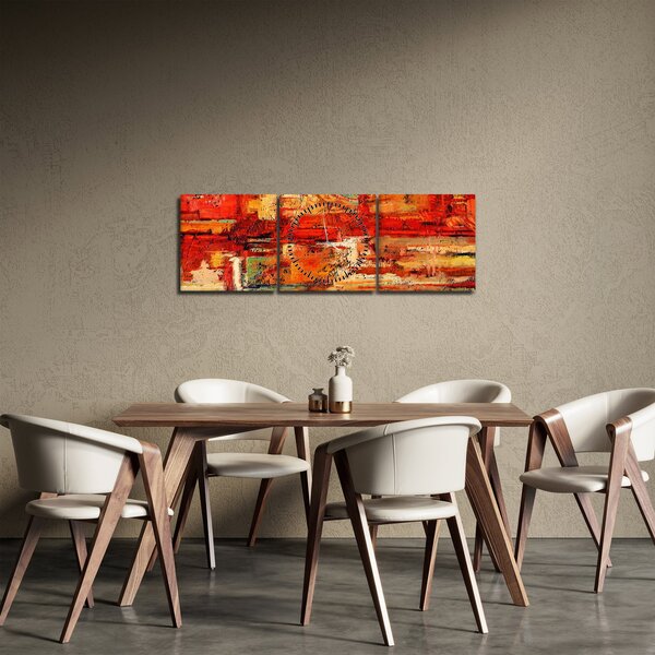 Tablou cu pictură pe pereți (cu ceas) (90x30 cm)