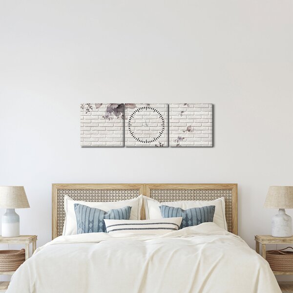 Tablou cu perete și buchet (cu ceas) (90x30 cm)