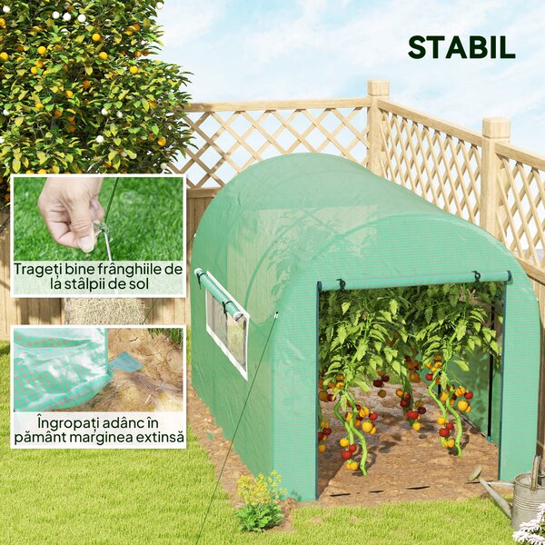 Outsunny Seră tip Tunel Walk-In 300 x 200 cm - Verde | Aosom Romania