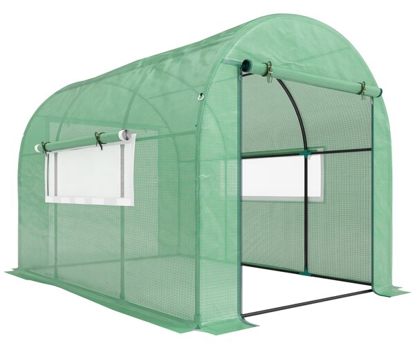 Outsunny Seră tip Tunel Walk-In 300 x 200 cm - Verde | Aosom Romania
