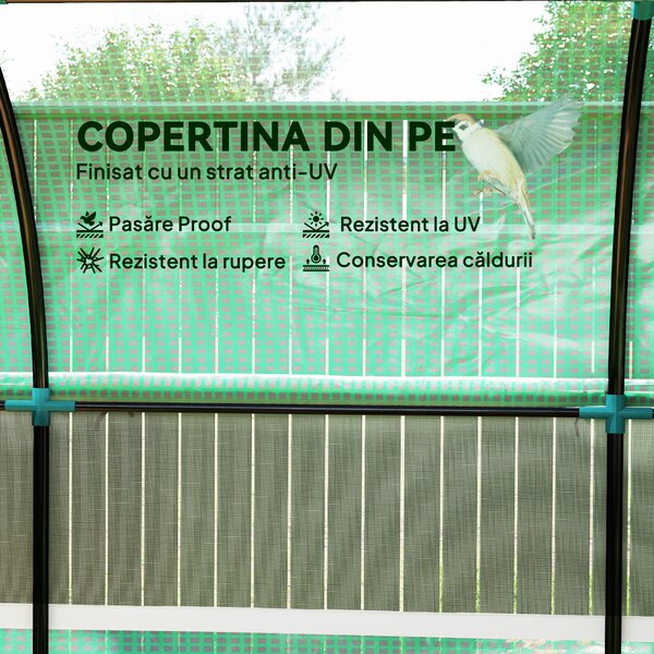Outsunny Seră tip Tunel Walk-In 300 x 200 cm - Verde | Aosom Romania