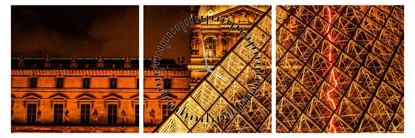 Tablou cu Louvre la Pris (cu ceas) (90x30 cm)