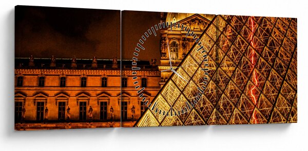 Tablou cu Louvre la Pris (cu ceas) (90x30 cm)