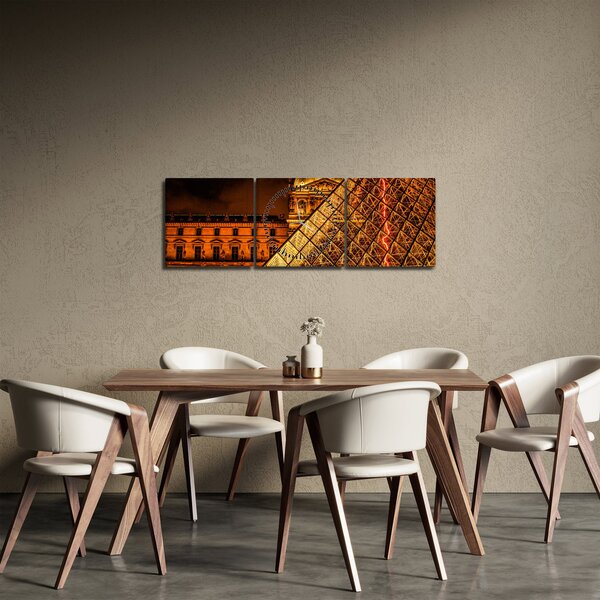 Tablou cu Louvre la Pris (cu ceas) (90x30 cm)