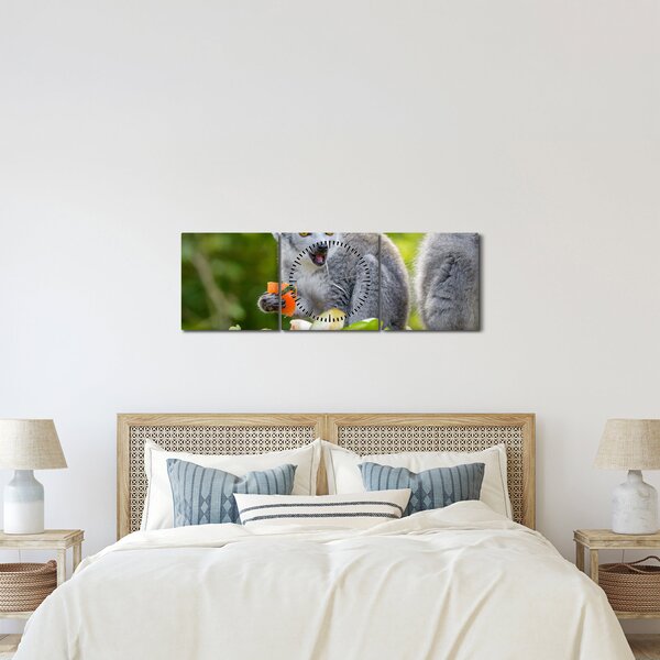 Tablou cu lemur (cu ceas) (90x30 cm)