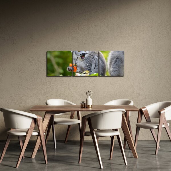 Tablou cu lemur (cu ceas) (90x30 cm)