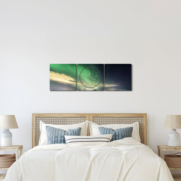 Tablou cu Aurora Borealis (cu ceas) (90x30 cm)