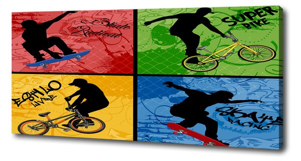 Tablou canvas Biciclete și skateboard
