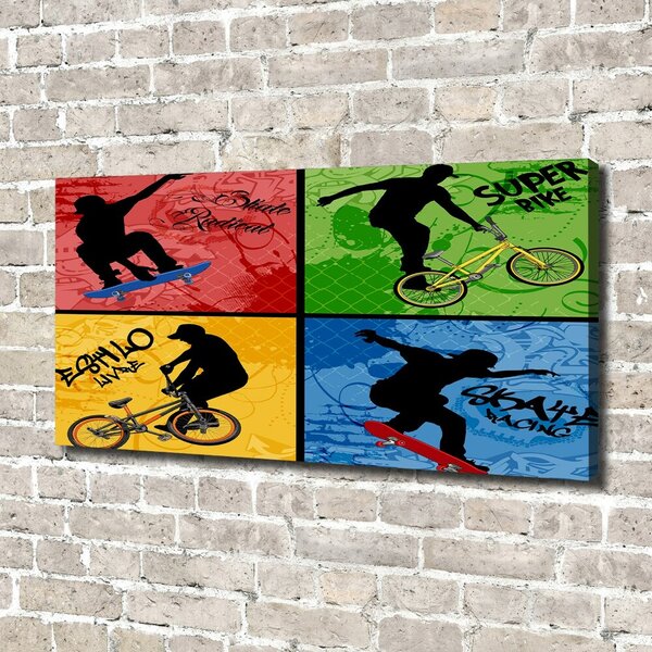 Tablou canvas Biciclete și skateboard