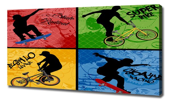 Tablou canvas Biciclete și skateboard