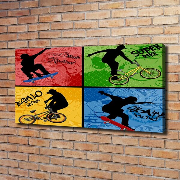 Tablou canvas Biciclete și skateboard