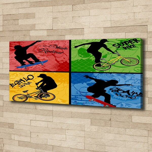 Tablou canvas Biciclete și skateboard