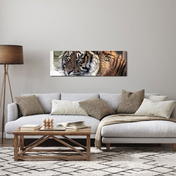 Tablou cu tigrul (cu ceas) (90x30 cm)