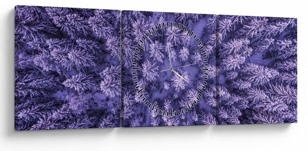 Tablou cu copacii înzăpeziți (cu ceas) (90x30 cm)
