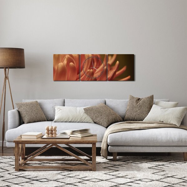 Tablou cu detailu florii (cu ceas) (90x30 cm)