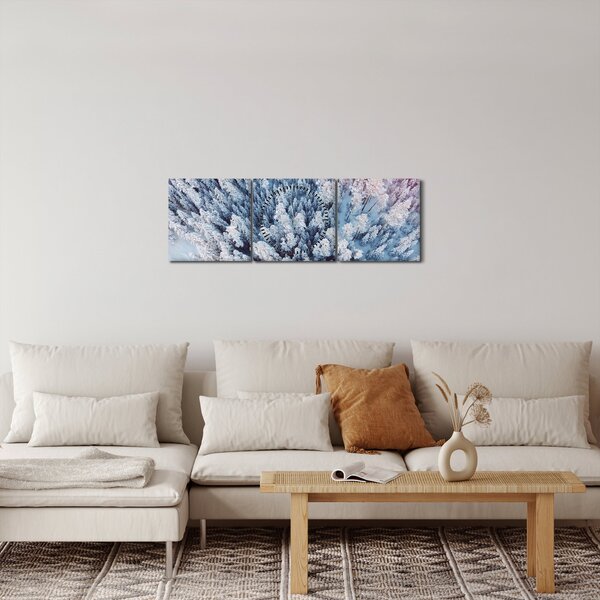 Tablou cu copaci înzăpeziți (cu ceas) (90x30 cm)
