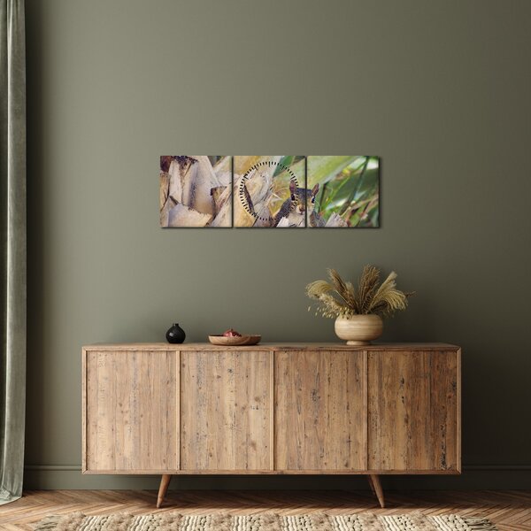 Tablou cu veverița în copaci (cu ceas) (90x30 cm)