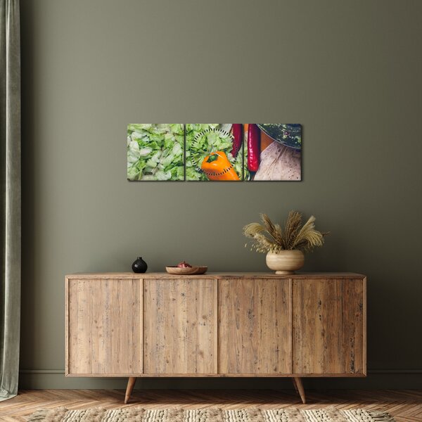 Tablou cu legume (cu ceas) (90x30 cm)