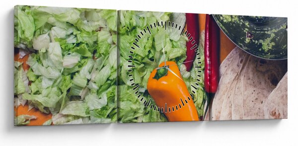 Tablou cu legume (cu ceas) (90x30 cm)