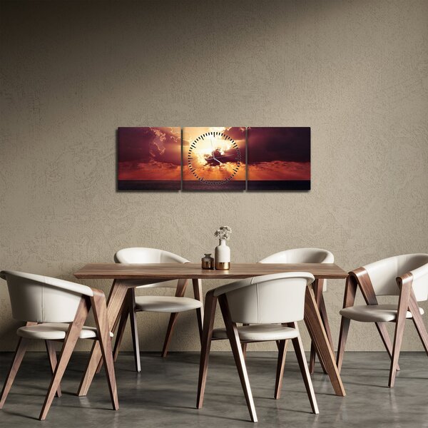 Tablou cu soarele după nori (cu ceas) (90x30 cm)