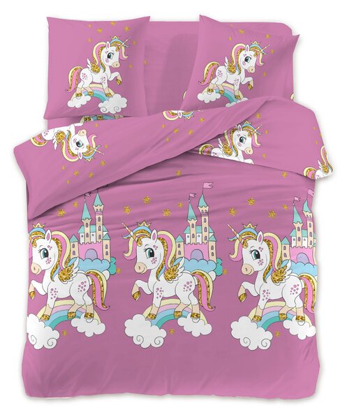 Lenjerie de pat pentru copii din microfibra violet, UNICORN Dimensiune lenjerie de pat: 2 buc 70 x 90 cm | 200 x 220 cm