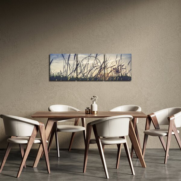 Tablou cu flori de câmp (cu ceas) (90x30 cm)