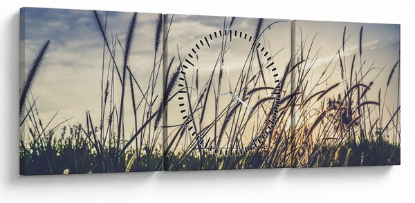Tablou cu flori de câmp (cu ceas) (90x30 cm)