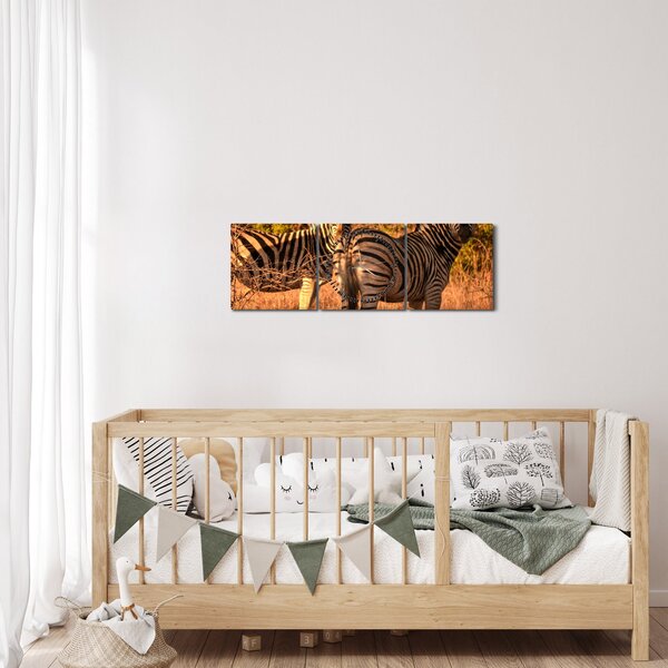 Tablou cu zebre (cu ceas) (90x30 cm)