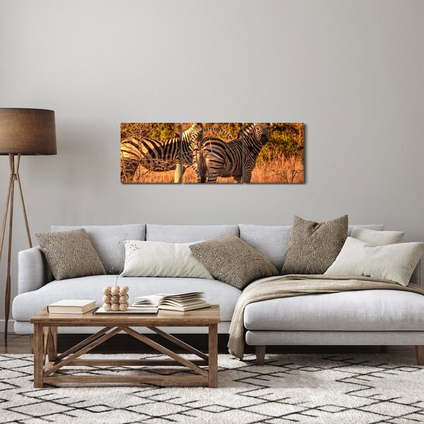 Tablou cu zebre (cu ceas) (90x30 cm)