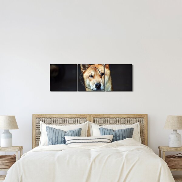 Tablou cu câine (cu ceas) (90x30 cm)
