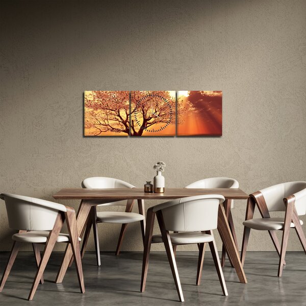 Tablou cu razele lui Dumnezeu (cu ceas) (90x30 cm)