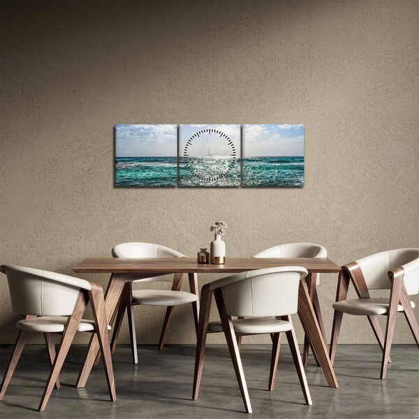Tablou cu suprafața mării (cu ceas) (90x30 cm)