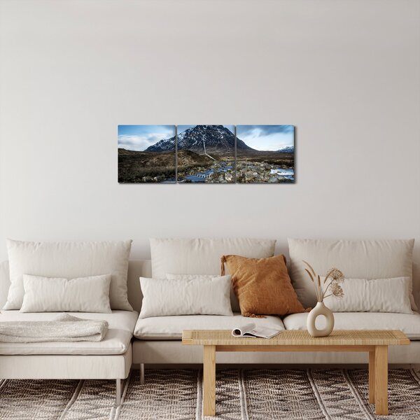 Tablou cu munții și tigrul (cu ceas) (90x30 cm)