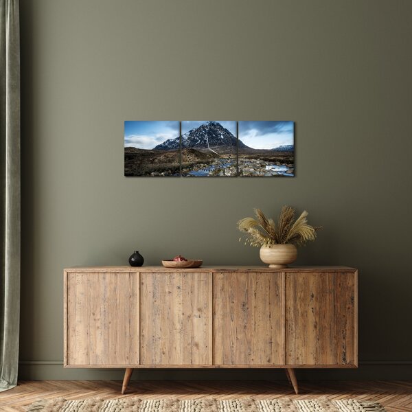 Tablou cu munții și tigrul (cu ceas) (90x30 cm)