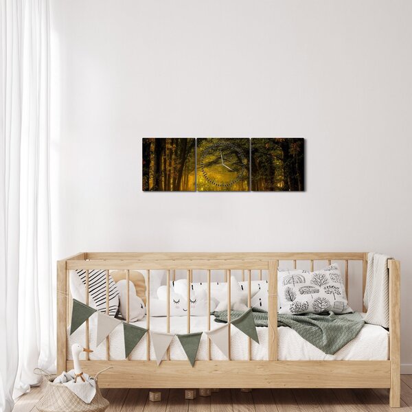 Tablou cu pădure (cu ceas) (90x30 cm)